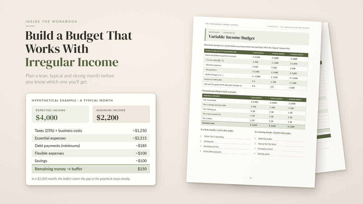 The Freelancer's Money System – Irregular Income Budget Workbook & Planner