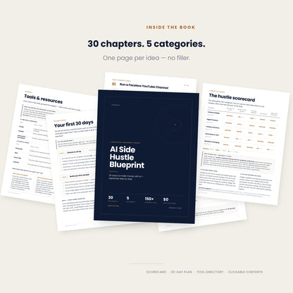 AI Side Hustle Blueprint | 30 Ways to Make Money With AI — 2026 PDF Guide