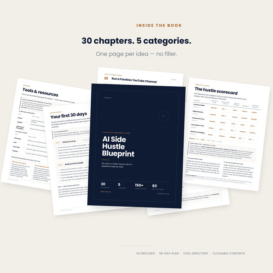 AI Side Hustle Blueprint | 30 Ways to Make Money With AI — 2026 PDF Guide