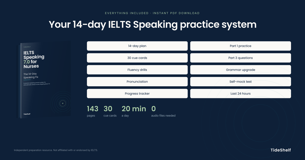 IELTS Speaking 7.0 for Nurses — The 14-Day Speaking Fix (PDF Workbook)