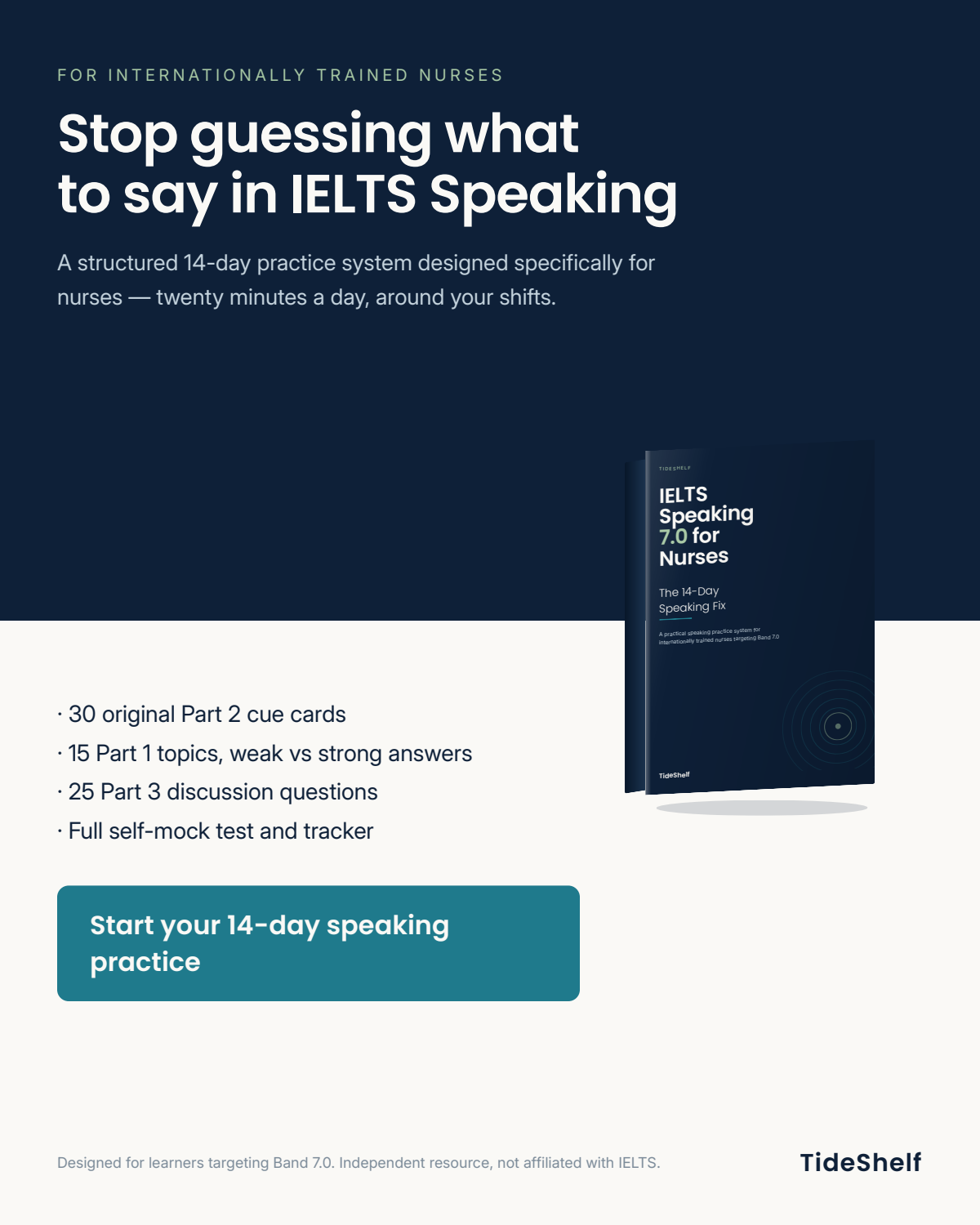 IELTS Speaking 7.0 for Nurses — The 14-Day Speaking Fix (PDF Workbook)