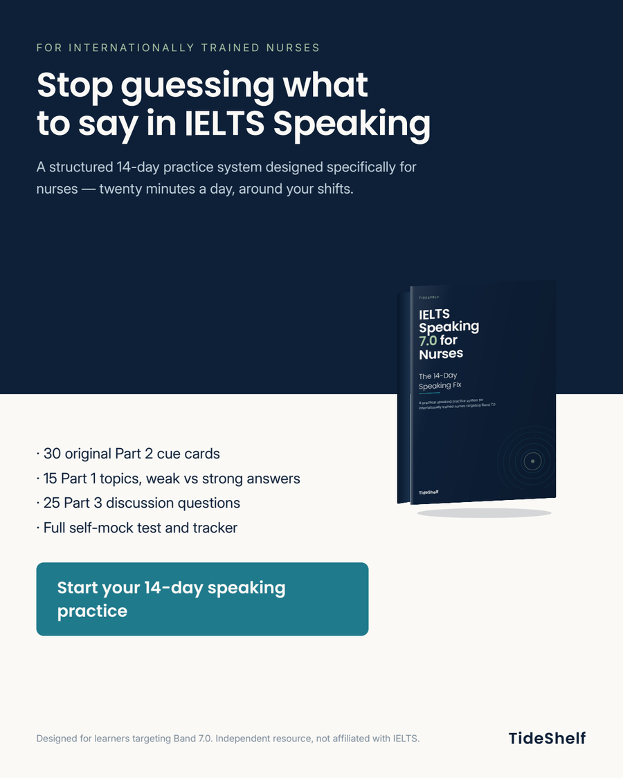 IELTS Speaking 7.0 for Nurses — The 14-Day Speaking Fix (PDF Workbook)