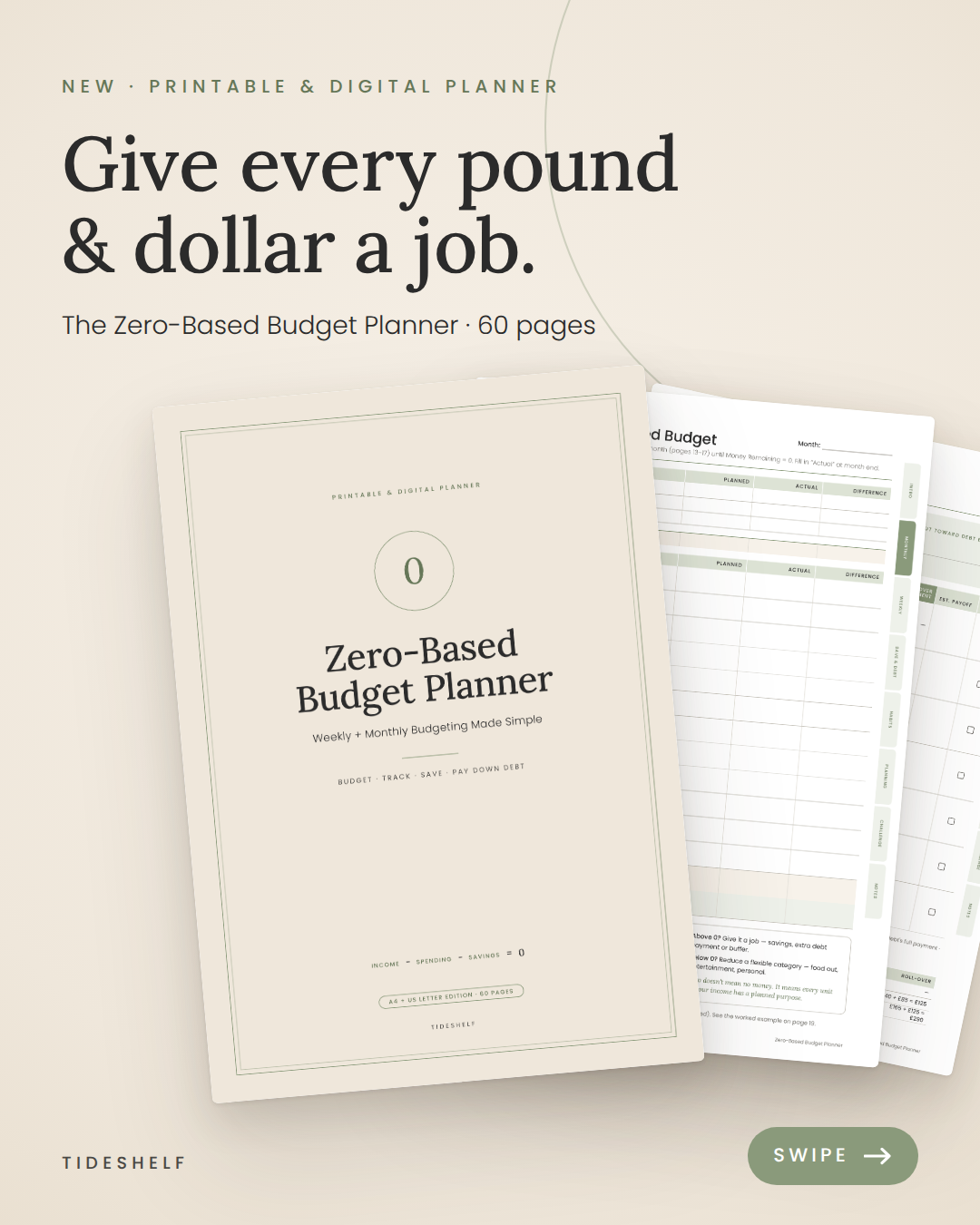 Zero-Based Budget Planner – Printable Weekly & Monthly Budget PDF