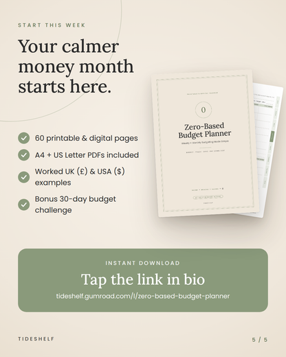 Zero-Based Budget Planner – Printable Weekly & Monthly Budget PDF