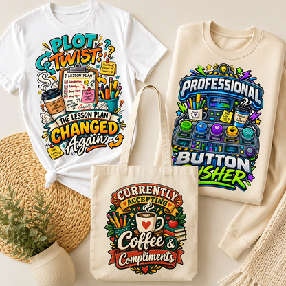 Funny Teacher Sublimation PNG Bundle | 10 Teacher Shirt Designs